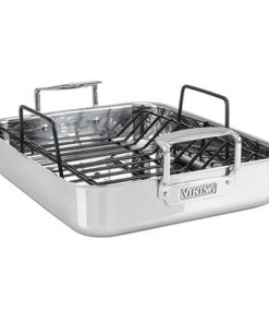 Hot Sale ???? Viking 3-Ply Roasting Pan With Nonstick Rack (16" X 13") Steel ????