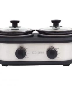 New ???? Nesco / American Harvest Nesco Dual Serving Slow Cooker Stainless Steel ????
