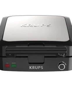 Outlet ???? Krups 4-Slice Belgian Waffle Maker Black & Stainless ????