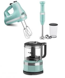 Buy ???? KitchenAid Aqua Sky Small Appliances Set | Mini Food Processor, Blender & Hand Mixer Green ????