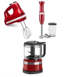 Promo ✔️ KitchenAid Empire Red Small Appliances Set | Mini Food Processor, Blender & Hand Mixer Red ✔️