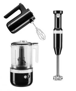 Coupon ❤️ KitchenAid Onyx Black Cordless Small Appliances Set | Hand Mixer, Hand Blender & Food Chopper Black ✨