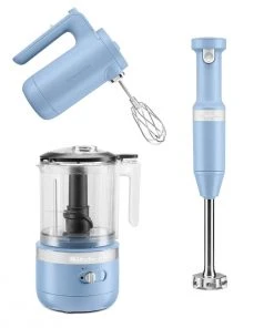 Cheapest ???? KitchenAid Blue Velvet Cordless Small Appliances Set | Hand Mixer, Hand Blender & Food Chopper Blue ⭐