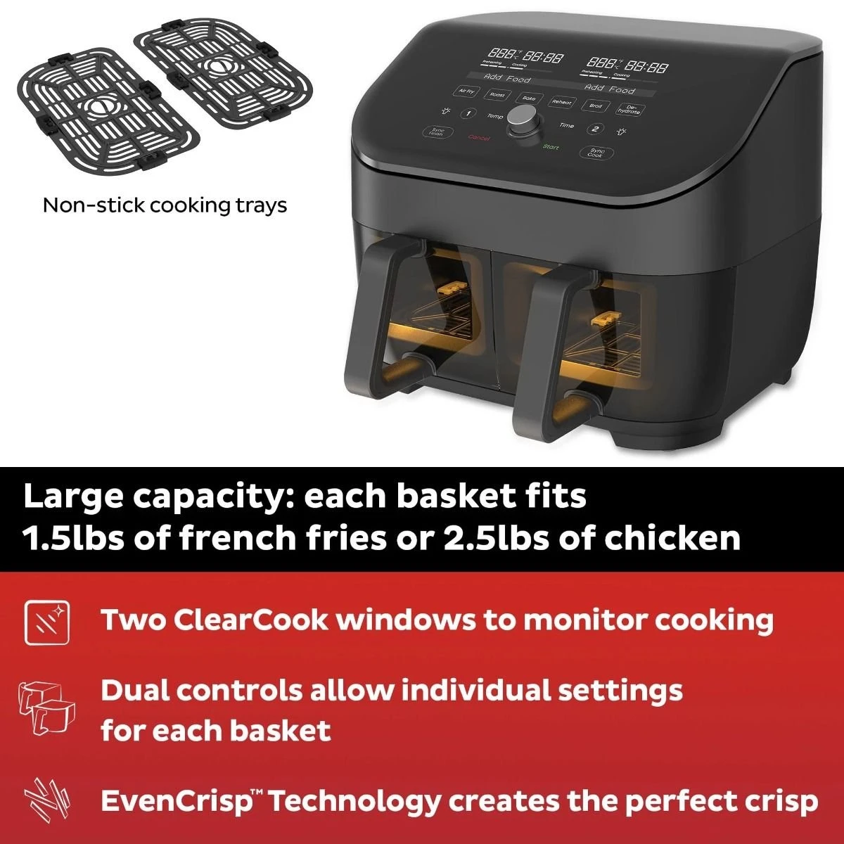 Cheap ???? Instant Vortex Dual Basket Air Fryer With Clear Cook | 8-Quart Black ???? 4 Cheap ???? Instant Vortex Dual Basket Air Fryer With Clear Cook | 8-Quart Black ???? - Image 4