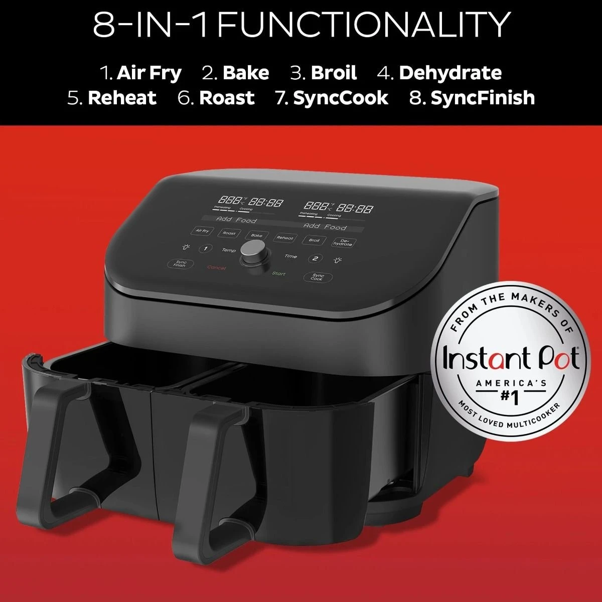Cheap ???? Instant Vortex Dual Basket Air Fryer With Clear Cook | 8-Quart Black ???? 3 Cheap ???? Instant Vortex Dual Basket Air Fryer With Clear Cook | 8-Quart Black ???? - Image 3