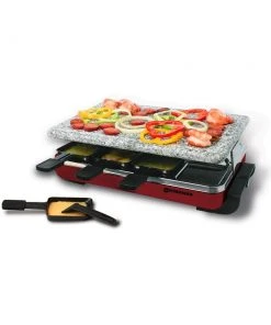 Flash Sale ⭐ Swissmar Classic 8 Person Stone Raclette Party Grill - Stainless Black, Red ⭐