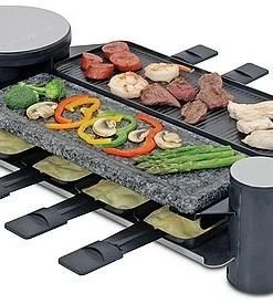 Cheap ⭐ Swissmar Swivel Raclette Grill - 1 Non-Stick & 1 Hot Stone Surface- 8 Person Black, Gray ✔️