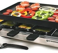 Deals ✨ Swissmar Stelvio Raclette Grill - Non-Stick Reversible & Stainless - 8 Person Black & Stainless ????