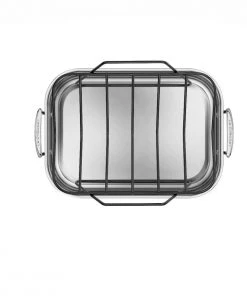 Flash Sale ???? Le Creuset Stainless Steel Roasting Pan With Nonstick Rack Silver ???? -Cuisinart Shop rs7924 small pan overhead rack v3