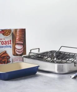 Hot Sale ???? Le Creuset Large Stainless Steel Roasting Pan With Nonstick Rack Silver ???? -Cuisinart Shop rs9307 roasters 01