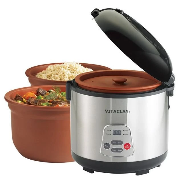 Buy ???? VitaClayR 2-in-1 Rice Slow Cooker & Clay Insert - Round, 6-cup / 3.2-Quart Black & Stainless, Natural ???? 1 Buy ???? VitaClayR 2-in-1 Rice Slow Cooker & Clay Insert - Round, 6-cup / 3.2-Quart Black & Stainless, Natural ????