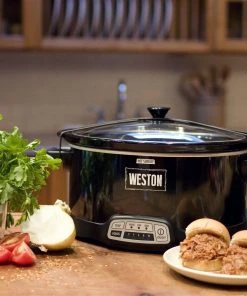 Promo ???? Weston Slow Cooker Programmable 7 Qt Black ????