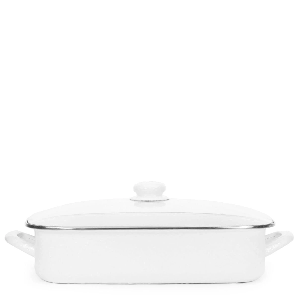 Discount ???? Golden Rabbit Enamelware 16" X 12.5" Roasting Pan With Lid | White White ❤️ 4 Discount ???? Golden Rabbit Enamelware 16" X 12.5" Roasting Pan With Lid | White White ❤️ - Image 4