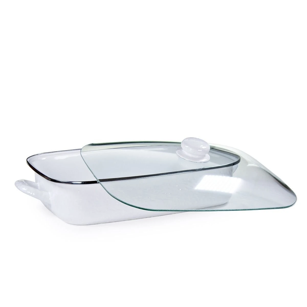 Discount ???? Golden Rabbit Enamelware 16" X 12.5" Roasting Pan With Lid | White White ❤️ 2 Discount ???? Golden Rabbit Enamelware 16" X 12.5" Roasting Pan With Lid | White White ❤️ - Image 2